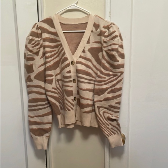 Cream and Brown Cardigan with Animal Printq - Picture 1 of 1